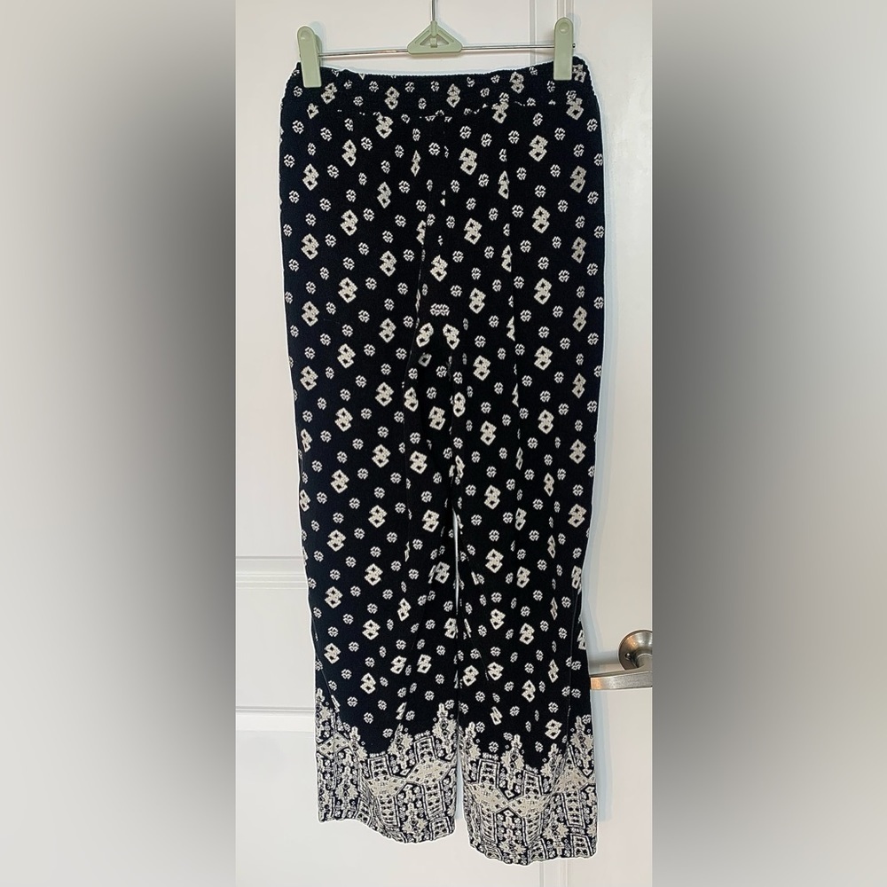 Lightweight Black and  White Palazzo Pants